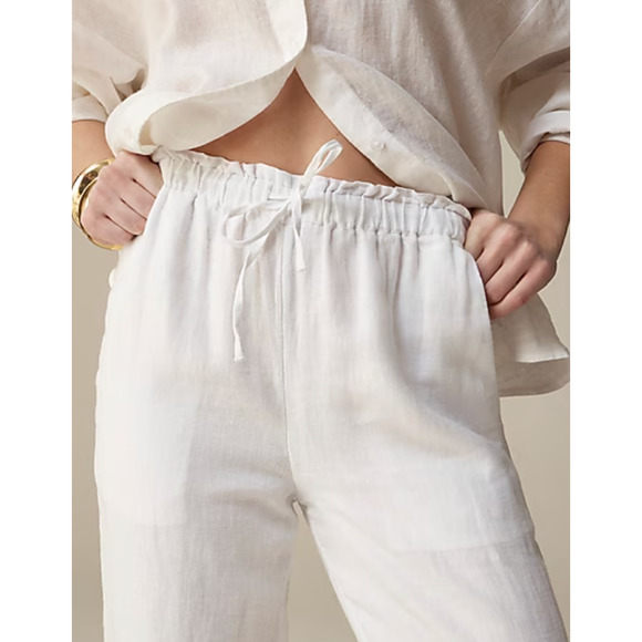 J. Crew Soleil Linen Pants S ST TS Tall NWT White BW527 J.Crew Travel Beach - Picture 5 of 7